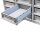 Mobile Werkbank mit Arbeitsplatte und Euroboxen im Vollauszug (Schubladen)